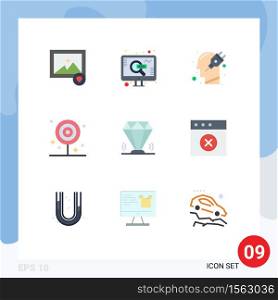 9 Creative Icons Modern Signs and Symbols of diamond, food, human, drink, breakfast Editable Vector Design Elements