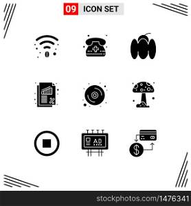 9 Creative Icons Modern Signs and Symbols of disk, computer, food, rate, business Editable Vector Design Elements