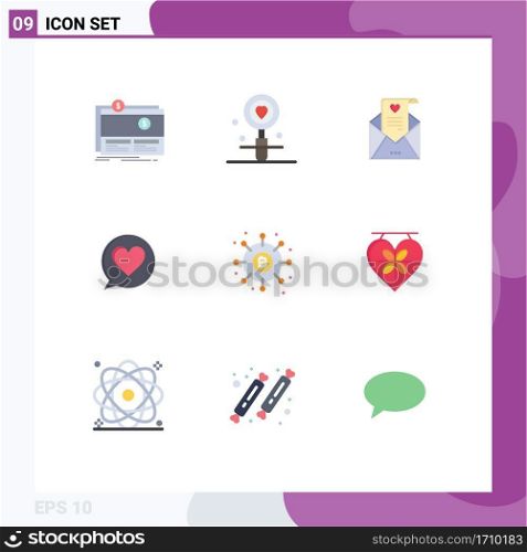 9 Creative Icons Modern Signs and Symbols of distribution, love, search, chat, proposal Editable Vector Design Elements