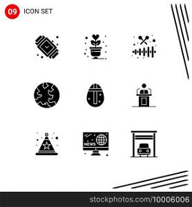 9 Creative Icons Modern Signs and Symbols of easter egg, online, romance, internet, party Editable Vector Design Elements