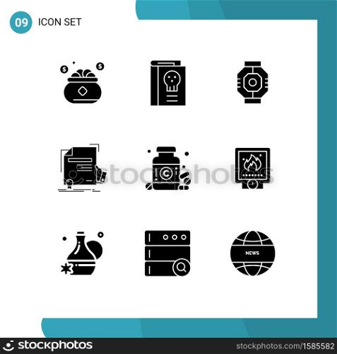 9 Creative Icons Modern Signs and Symbols of education, certificate, halloween, pod, component Editable Vector Design Elements