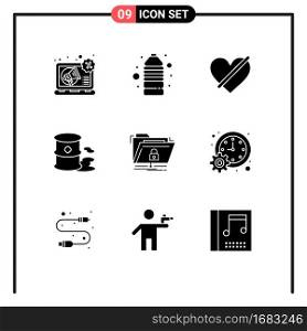 9 Creative Icons Modern Signs and Symbols of encryption, garbage, denied, environment, like Editable Vector Design Elements