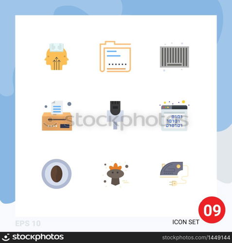 9 Creative Icons Modern Signs and Symbols of ethernet, office, file, business, shopping Editable Vector Design Elements