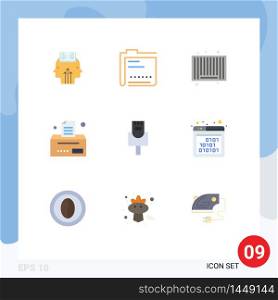 9 Creative Icons Modern Signs and Symbols of ethernet, office, file, business, shopping Editable Vector Design Elements