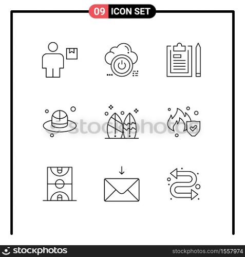 9 Creative Icons Modern Signs and Symbols of fathers, brim, cloud, plan, file Editable Vector Design Elements