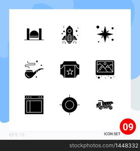 9 Creative Icons Modern Signs and Symbols of fathers, pipe, launch, cigar, beach Editable Vector Design Elements