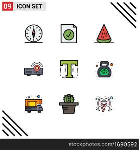 9 Creative Icons Modern Signs and Symbols of font, machine, dessert, projector, healthy Editable Vector Design Elements