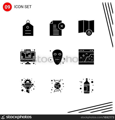 9 Creative Icons Modern Signs and Symbols of galaxy, online shopping, office, list, bill Editable Vector Design Elements