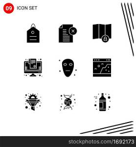 9 Creative Icons Modern Signs and Symbols of galaxy, online shopping, office, list, bill Editable Vector Design Elements