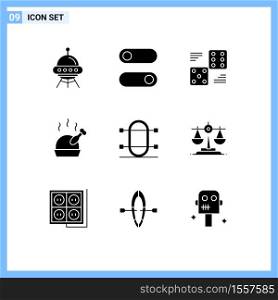 9 Creative Icons Modern Signs and Symbols of game, roast, dice, food, five Editable Vector Design Elements