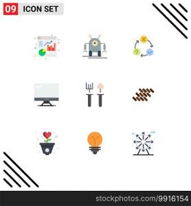 9 Creative Icons Modern Signs and Symbols of garden, imac, flow, device, computer Editable Vector Design Elements
