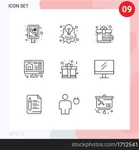 9 Creative Icons Modern Signs and Symbols of heart, day, project management, home, computer Editable Vector Design Elements