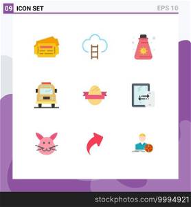 9 Creative Icons Modern Signs and Symbols of holiday, easter egg, cream, transport, bus Editable Vector Design Elements