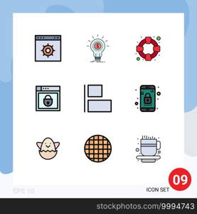 9 Creative Icons Modern Signs and Symbols of horizontal, web security, startup, shield, internet Editable Vector Design Elements