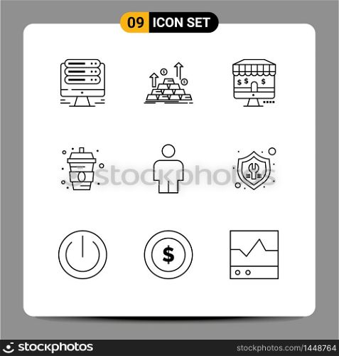 9 Creative Icons Modern Signs and Symbols of human, water, growth, sparkling water, drink Editable Vector Design Elements