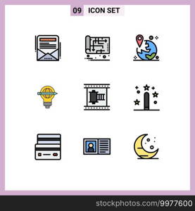 9 Creative Icons Modern Signs and Symbols of light, globe, gps, pen, navigation Editable Vector Design Elements