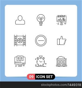 9 Creative Icons Modern Signs and Symbols of like, user, billboard, minus, multimedia Editable Vector Design Elements