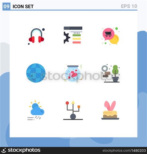 9 Creative Icons Modern Signs and Symbols of love, flask, offer, bottle, internet Editable Vector Design Elements