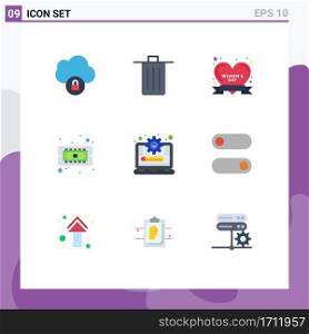 9 Creative Icons Modern Signs and Symbols of management, hardware, badge, cpu, chip Editable Vector Design Elements