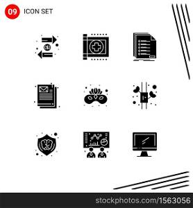 9 Creative Icons Modern Signs and Symbols of marketing, document, health, registration, list Editable Vector Design Elements
