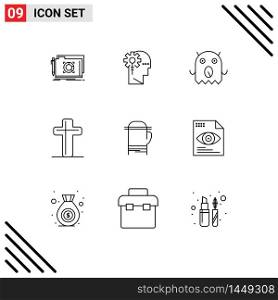 9 Creative Icons Modern Signs and Symbols of microwave, easter, processing, cross, celebration Editable Vector Design Elements