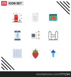 9 Creative Icons Modern Signs and Symbols of mobile, bluetooth, calendar, timetable, planning Editable Vector Design Elements