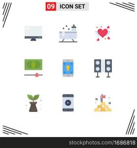 9 Creative Icons Modern Signs and Symbols of mobile, money, water, credit, wedding Editable Vector Design Elements
