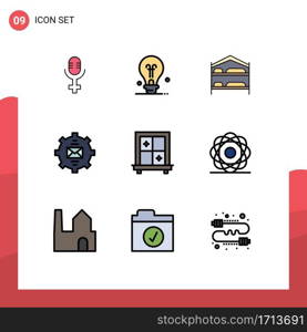 9 Creative Icons Modern Signs and Symbols of molecular, window, hotel, interior, help Editable Vector Design Elements