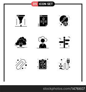 9 Creative Icons Modern Signs and Symbols of network, connection, key, cloud, drugs Editable Vector Design Elements