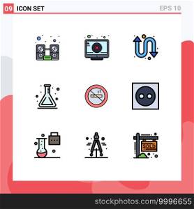 9 Creative Icons Modern Signs and Symbols of no, nosmoking, arrows, back to school, lab Editable Vector Design Elements