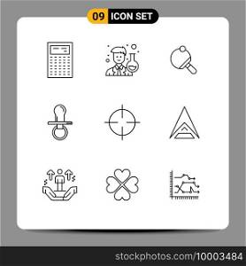 9 Creative Icons Modern Signs and Symbols of oil, pacifier, pong, dummy, nipple Editable Vector Design Elements