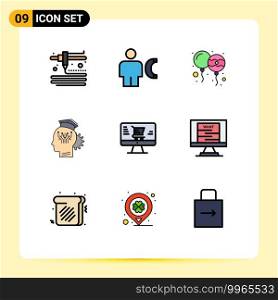 9 Creative Icons Modern Signs and Symbols of online, technology, decoration, smart, management Editable Vector Design Elements