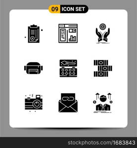 9 Creative Icons Modern Signs and Symbols of paint, art, coin, belt, income Editable Vector Design Elements