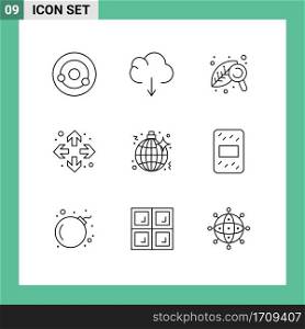 9 Creative Icons Modern Signs and Symbols of party, music, research, disco, full screen Editable Vector Design Elements