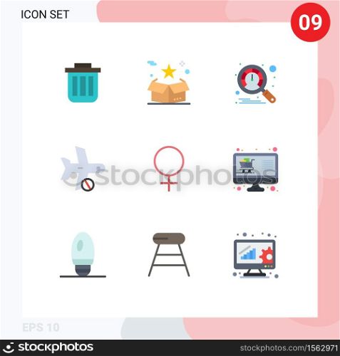 9 Creative Icons Modern Signs and Symbols of plane, cancel, surprize, speedometer, dashboard Editable Vector Design Elements
