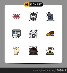 9 Creative Icons Modern Signs and Symbols of pollution, co, mechanical, security, badge Editable Vector Design Elements