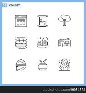 9 Creative Icons Modern Signs and Symbols of pumpkin, autumn, cloud, party time, greetings Editable Vector Design Elements