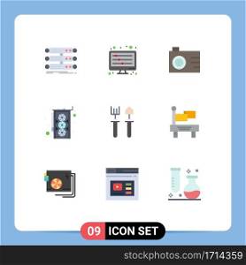 9 Creative Icons Modern Signs and Symbols of rake, garden, waves, hardware, computer Editable Vector Design Elements