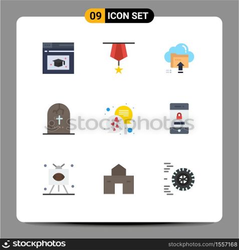 9 Creative Icons Modern Signs and Symbols of religion, halloween, upload, grave, computing Editable Vector Design Elements