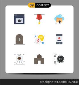 9 Creative Icons Modern Signs and Symbols of religion, halloween, upload, grave, computing Editable Vector Design Elements