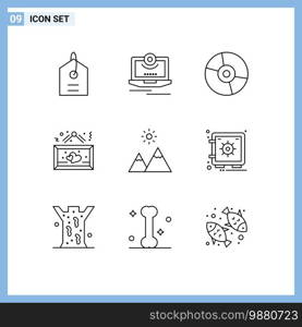 9 Creative Icons Modern Signs and Symbols of romantic, heart, devices, hanging, technology Editable Vector Design Elements