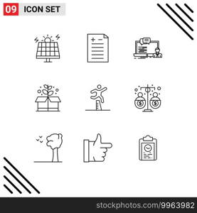 9 Creative Icons Modern Signs and Symbols of runner, athlete, course, box, earth day Editable Vector Design Elements