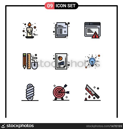 9 Creative Icons Modern Signs and Symbols of scale, pen, pencil, mouse, alert Editable Vector Design Elements