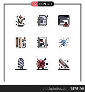 9 Creative Icons Modern Signs and Symbols of scale, pen, pencil, mouse, alert Editable Vector Design Elements