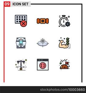 9 Creative Icons Modern Signs and Symbols of scane, man, tie, virtruvian, quick Editable Vector Design Elements