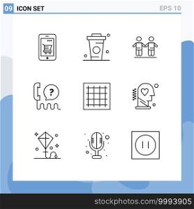 9 Creative Icons Modern Signs and Symbols of service, help, drinks, customer, friendship Editable Vector Design Elements