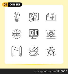 9 Creative Icons Modern Signs and Symbols of share, programming, camera, tool, pencil Editable Vector Design Elements