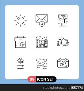 9 Creative Icons Modern Signs and Symbols of speaker, multimedia, politics, marketing, economy Editable Vector Design Elements