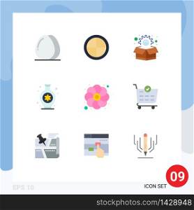 9 Creative Icons Modern Signs and Symbols of sunflower, gras, marketing, flower, hobbies Editable Vector Design Elements