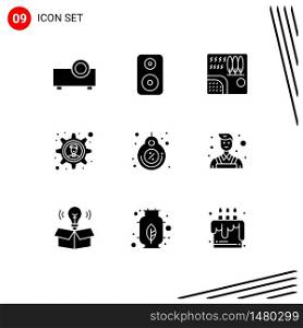 9 Creative Icons Modern Signs and Symbols of tag, label, rain, label, gear Editable Vector Design Elements